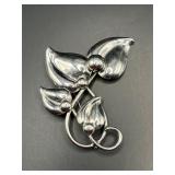 Vintage Floral Brooch ï¿½ Large Sculptural Leaf pin