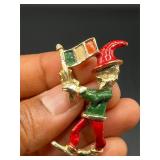 Vintage Signed Shannon Enamel Elf Brooc