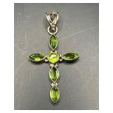 Marked 925 Green Cross Pendant.