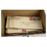 Box of various letters, vintage stamps,