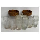 Vintage monkeypod wood bowl set, vintage square