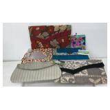 Sak Saum bags and necklace, 4 clutch bags, 1 coin