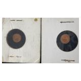 2 miniature copper Indian head cent Pennies