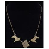 14/20 gold filled 20 inch chain with 3 dogs, gold