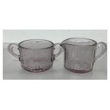 vintage glass creamer and open sugar bowl set in