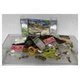 collection of fishing tackle, various types of