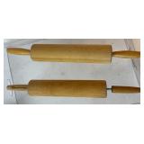 2  vintage wooden rolling pins Larger one is