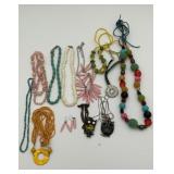11 Vintage necklaces, 1 pair of earrings with