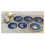 Vintage dishes, blue and white ceramic plates