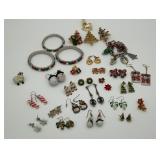 Christmas jewelry lot, 4 bracelets, 4 brooches,