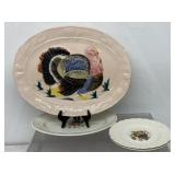 Vintage platters and plates, turkey platter is 18