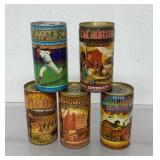 5 vintage beer cans, 1978 and 1979 American