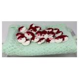 Vintage crochet Santas, baby blanket