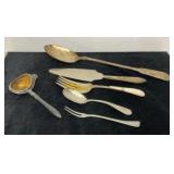 vintage silver-plated serving utensils, tea