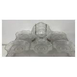 6 vintage clear glass dishes, wavy sides, 7