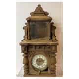Antique German regulator wall clock, has damage.