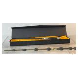 2 Harry Potter character wands, one with box 12in