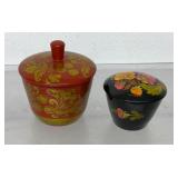 Vintage wooden Russian Khokhloma folk art trinket