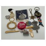 Vintage key chain lot, American flag key chain is