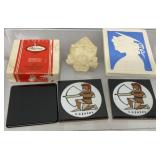 collection of vintage items, including a blue and