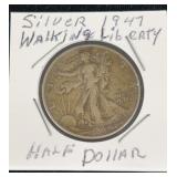 Silver 1947 Walking Liberty Half Dollar