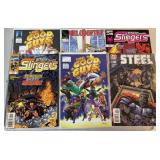 6 Vintage Comic books, 1 Steel 1996 with plastic