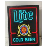 Vintage Miller Lite 'Cold Beer' neon logo bar