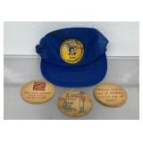 Vintage SUN RECORDS ELVIS cap, cardboard beer