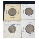 4 Buffalo Nickels, 1 1925 Silver
