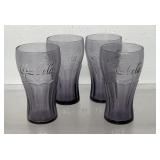 4 vintage UV GLOW purple coco cola glasses, 6