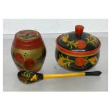 Vintage wooden Russian Khokhloma folk art sugar