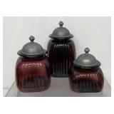 vintage Artland ribbed glass canister jars