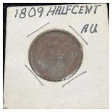 1809 half cent coin