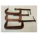 3 vintage C-clamps, J.H. Williams &Co, deep