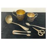 Vintage silver plated serving utensils, two small