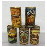 5 vintage beer cans, 1978 and 1979 American