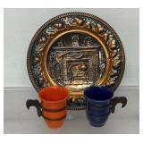 vintage copper wall hanging plate, Franciscan El