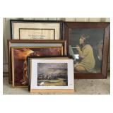 Picture lot, frames, prints, praying girl is 17.5