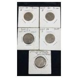 3 2005 bison nickels, 1971 D Nickel, 2008 D