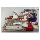 Craft lot, sitting cats, quilt squares,,material,