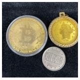 Bitcoin gold plated commemorative coin, 1776 gold