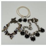 3 vintage necklaces, 1 pair of earrings with
