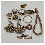 Vintage jewelry,cameo ring, earrings, political