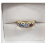 14k gold 3 Birthstone Ring 3.86g size 7