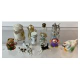 vintage ceramic and glass salt and pepper