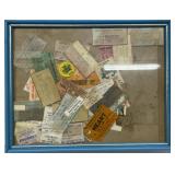 framed collection of vintage concert ticket