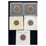 5 wheat Pennieï¿½s, 1923-1955