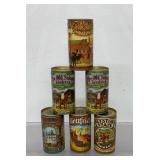 6 vintage beer cans, 1978 and 1979 American