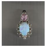 925 Sterling silver opal and pink gemstone