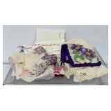Vintage handkerchiefs, embroidered and crocheted